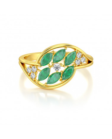 Gold Emerald Diamonds Ring 1.32grs ADEN - 3