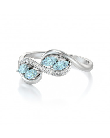 925 Silber Aquamarin Diamanten Ringe ADEN - 4