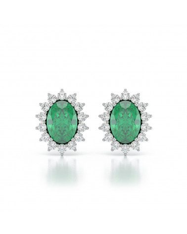 925 Silver Emerald Diamonds Earrings ADEN - 1