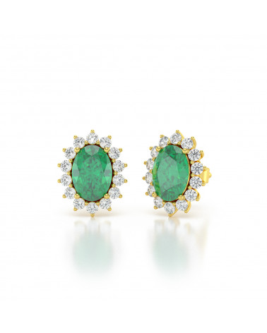 14K Gold Emerald Earrings ADEN - 3