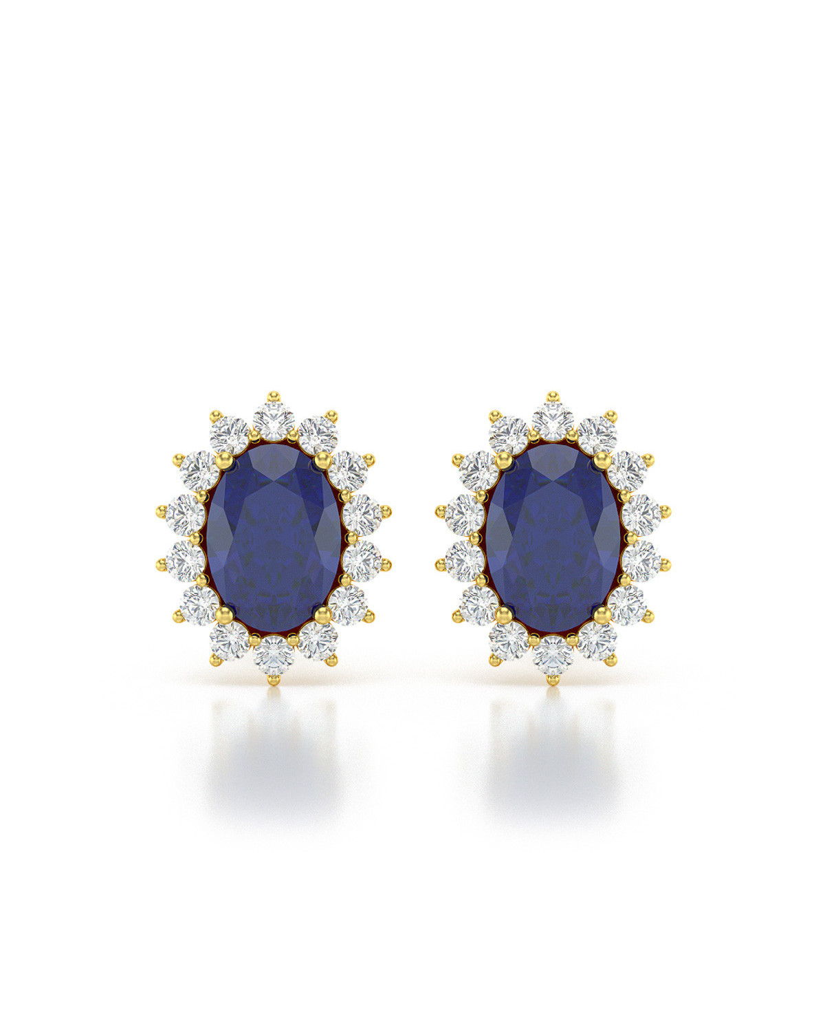 Boucles d'oreille Or Jaune et Saphir Forme Marquise 2.25grs