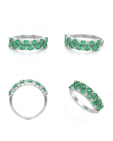 Gold Emerald Diamonds Ring 2.29grs ADEN - 2
