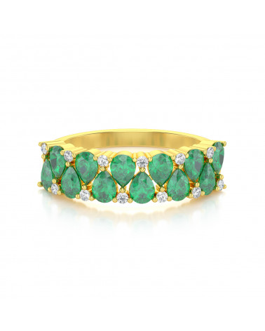 Gold Emerald Diamonds Ring 2.29grs ADEN - 3