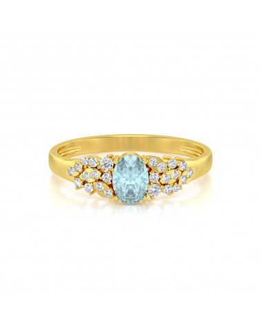 Gold Aquamarin Diamanten Ringe ADEN - 3