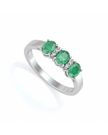 Anelli Smeraldo diamanti Argento 925 ADEN - 1