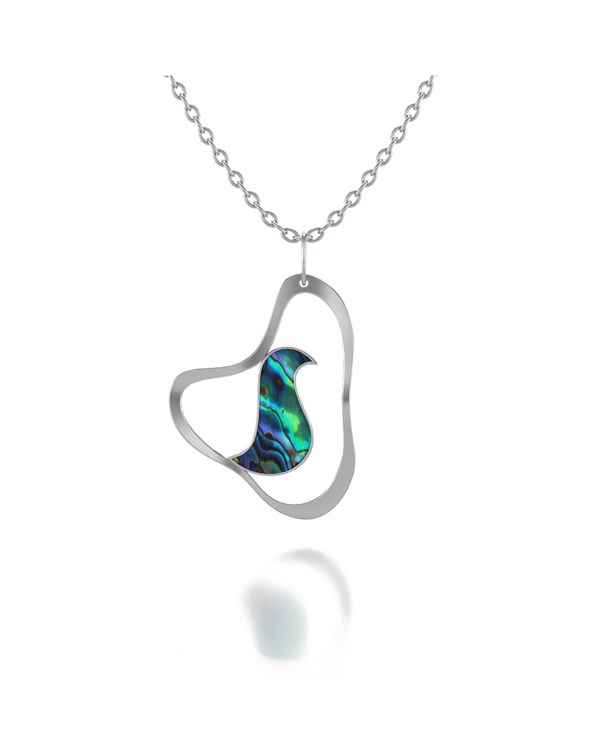 925 Sterling Silver Abalony Mother-of-pearl Bird Pendant