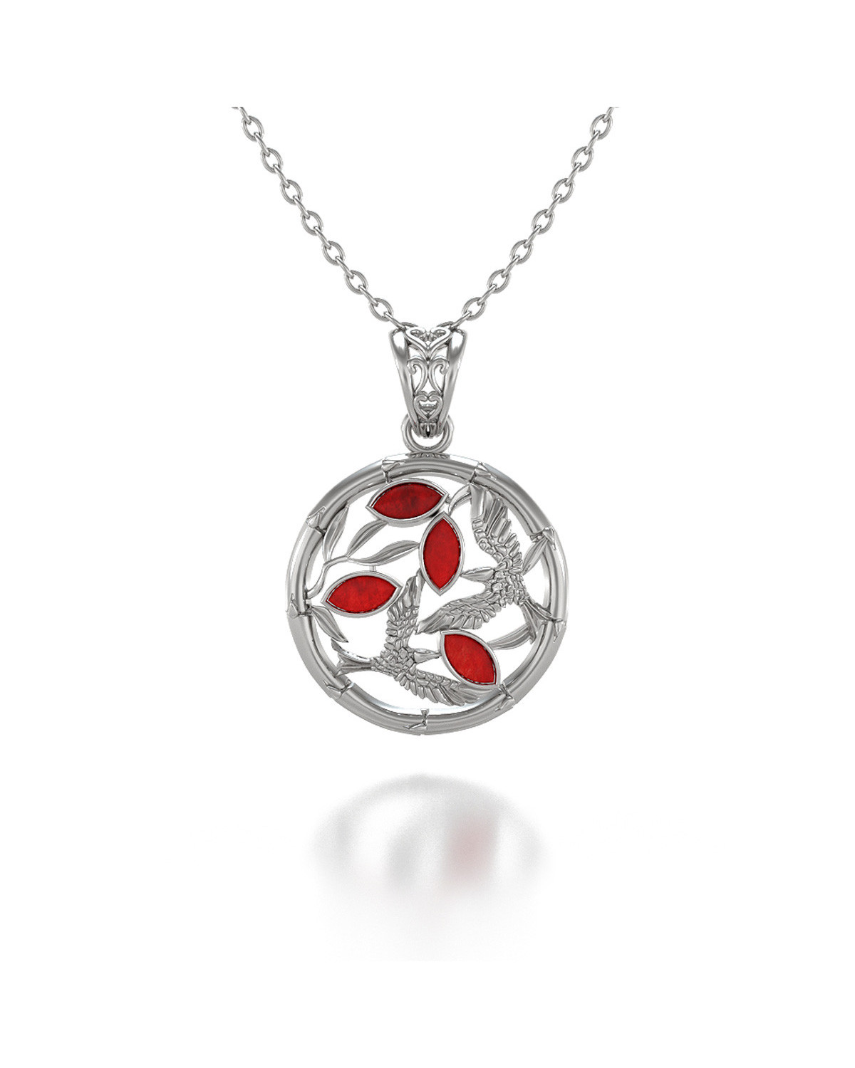 925 Sterling Silver Coral Pendant ADEN - 1
