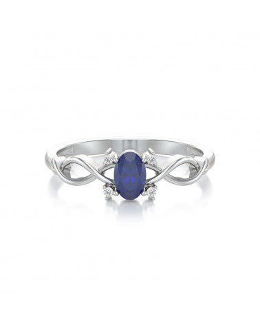 925 Silver Sapphire Diamonds Ring ADEN - 3