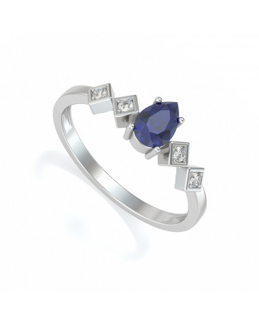Bague Or Blanc Saphir et diamants 1.296grs ADEN - 1