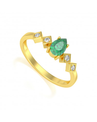 Gold Emerald Diamonds Ring 1.296grs ADEN - 1