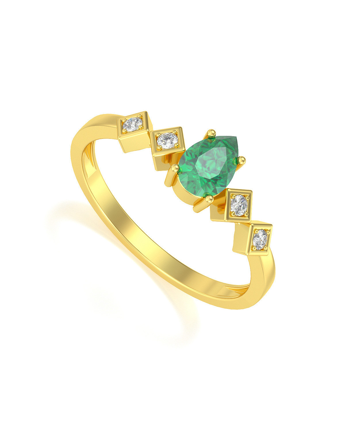 Gold Smaragd Diamanten Ringe 1.296grs