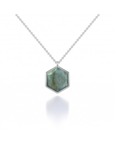 Gold Plated 925 Sterling Silver faceted Amazonite round shape Necklace ADEN - 1