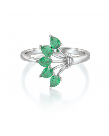 925 Silver Emerald Ring ADEN - 3