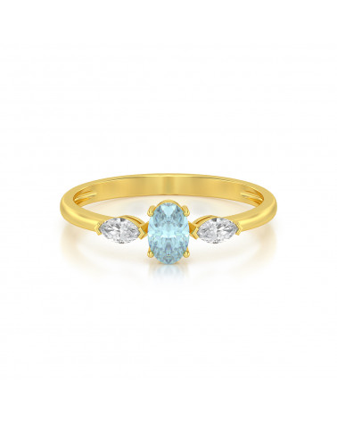 Gold Aquamarine Diamonds Ring ADEN - 3