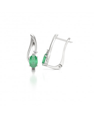 14K Gold Emerald Diamonds Earrings ADEN - 4