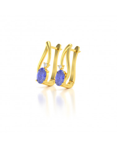 Gold Tanzanite Diamonds Earrings ADEN - 3