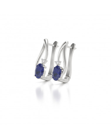925 Silver Sapphire Diamonds Earrings ADEN - 3