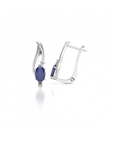 925 Silver Sapphire Diamonds Earrings ADEN - 4