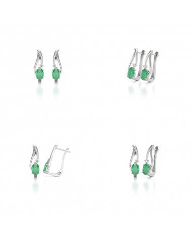 Orecchini in Smeraldo Diamanti Argento 925 ADEN - 2