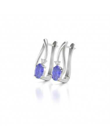 925 Silber Tanzanit Diamanten Ohrringe ADEN - 3