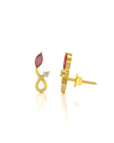 14K Gold Ruby Diamonds Earrings ADEN - 4