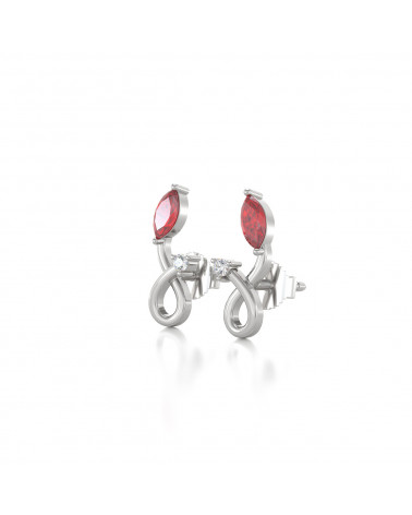 14K Gold Ruby Diamonds Earrings ADEN - 3