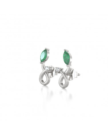 925 Silver Emerald Diamonds Earrings ADEN - 3