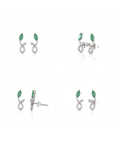925 Silver Emerald Diamonds Earrings ADEN - 2