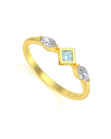 Gold Smaragd Aquamarin Ringe ADEN - 1