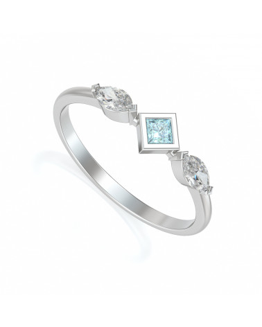 Gold Aquamarine Diamonds Ring ADEN - 1