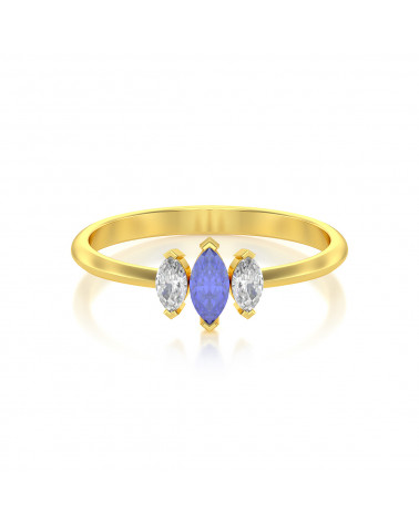 Gold Tanzanite Diamonds Ring ADEN - 3