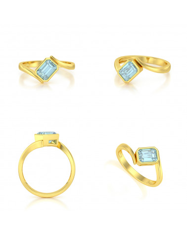 Gold Aquamarine Ring ADEN - 2