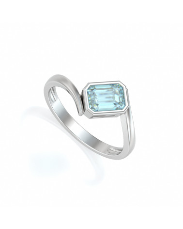 925 Silver Aqumarine Ring ADEN - 1