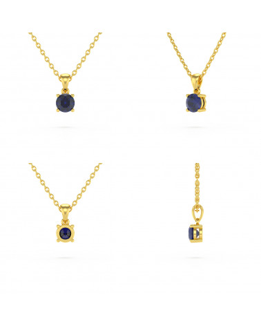 14K Gold Sapphire Necklace Pendant Gold Chain included ADEN - 2