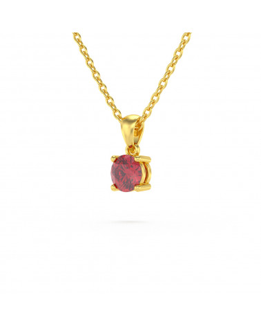 14K Gold Ruby Necklace Pendant Gold Chain included ADEN - 3