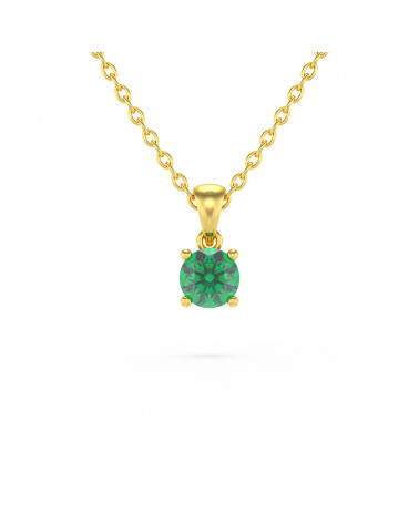 14K Gold Emerald Necklace Pendant Gold Chain included ADEN - 1