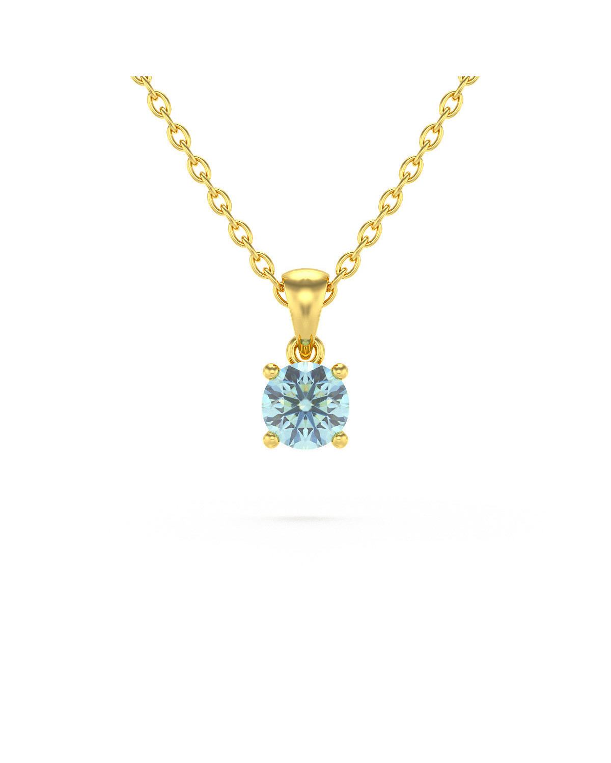 14K Gold Aquamarine Necklace Pendant Gold Chain included