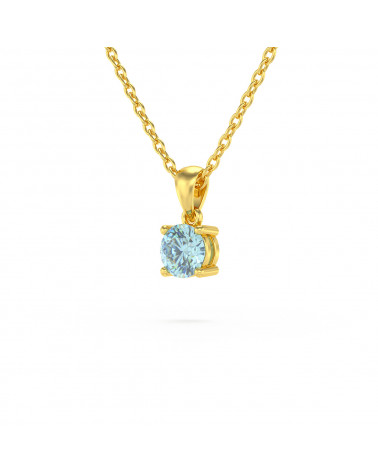 14K Gold Aquamarine Necklace Pendant Gold Chain included ADEN - 3