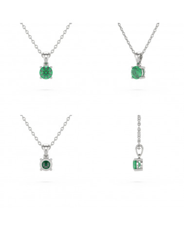 925 Silver Emerald Necklace Pendant Chain included ADEN - 4