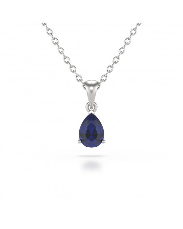 Pendentif Elsa en or blanc serti d'un saphir taille poire