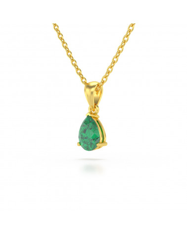 14K Gold Emerald Necklace Pendant Gold Chain included ADEN - 3