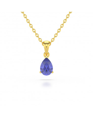 Collar Colgante de Oro Tanzanita y Diamantes Cadena Oro incluida ADEN - 1