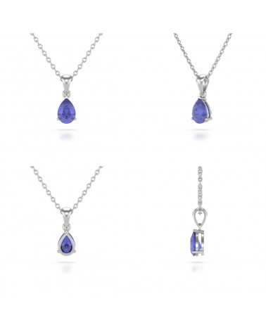 Gold Tanzanite Necklace Pendant Gold Chain included ADEN - 2