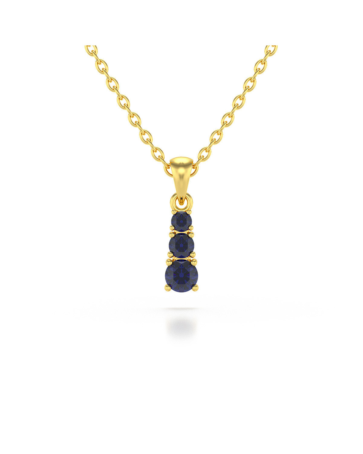 14K Gold Sapphire Necklace Pendant Gold Chain included