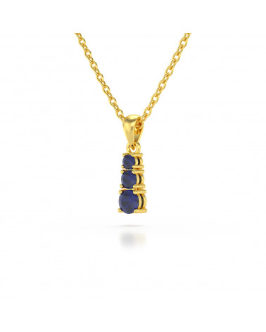 14K Gold Sapphire Necklace Pendant Gold Chain included ADEN - 3
