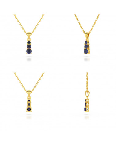 14K Gold Sapphire Necklace Pendant Gold Chain included ADEN - 2