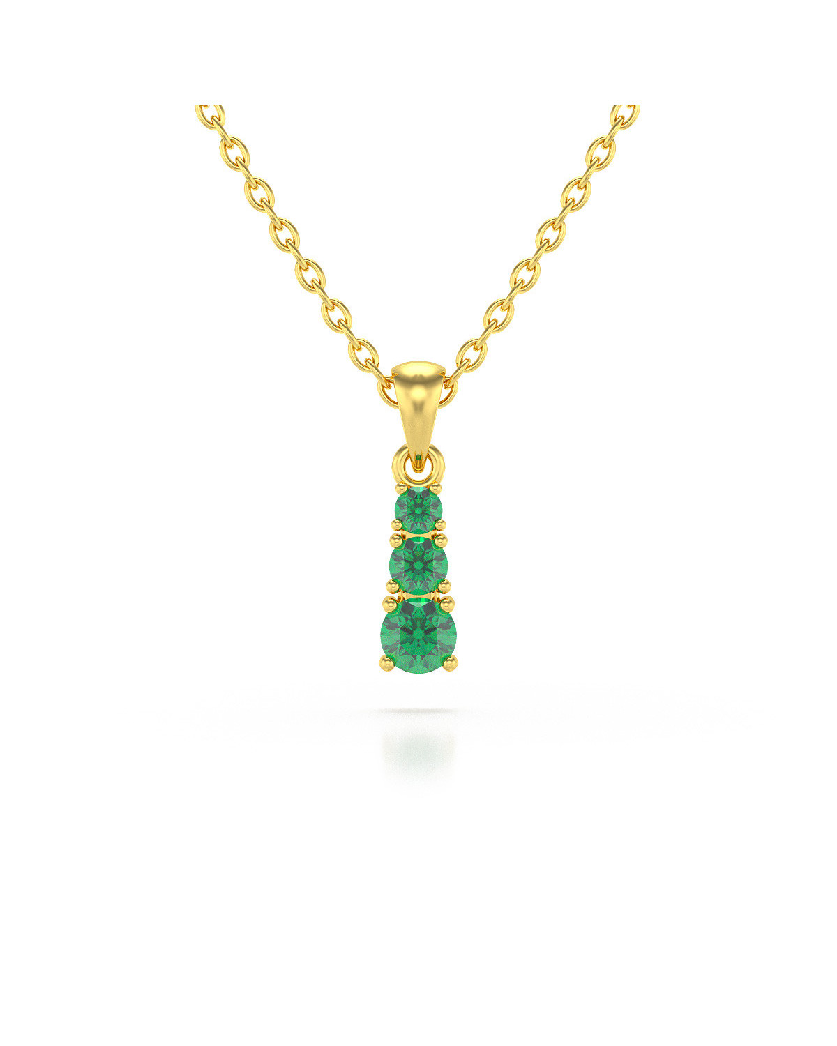 14K Gold Emerald Necklace Pendant Gold Chain included