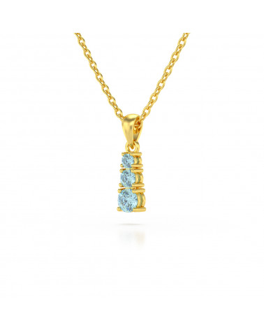 14K Gold Aquamarine Necklace Pendant Gold Chain included ADEN - 3