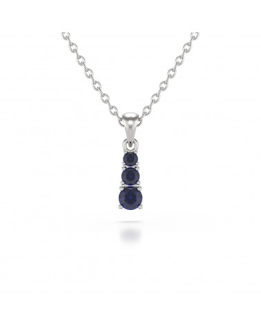 925 Silver Sapphire Necklace Pendant Chain included ADEN - 1