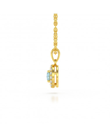 14K Gold Aquamarin Diamanten Halsketten Anhanger Goldkette enthalten ADEN - 4